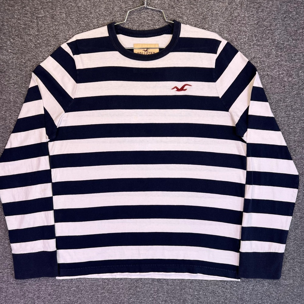Hollister Shirt Mens XL Striped Long Sleeve Casual Nautical Coastal Retro Y2K